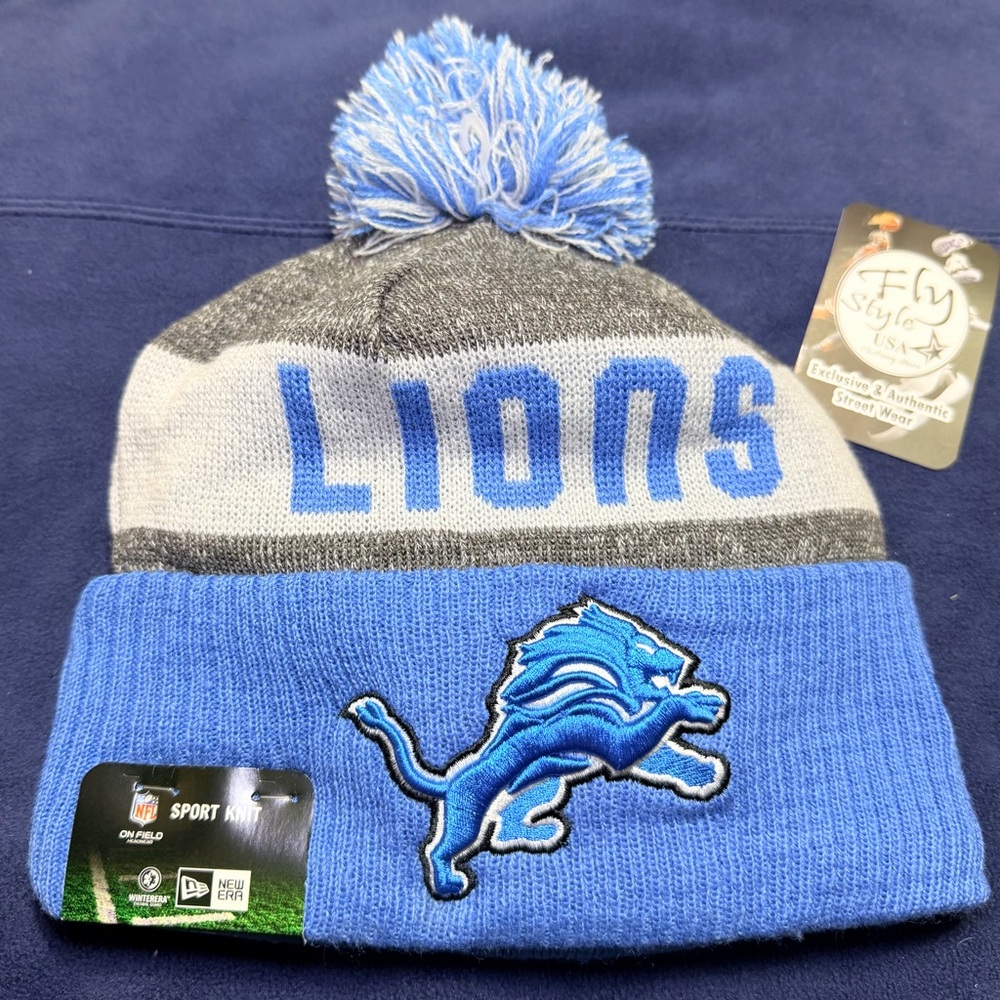 Exclusive Detroit Lions New Era Knit Hat Beanie NFL Official On Field AUTHENTIC